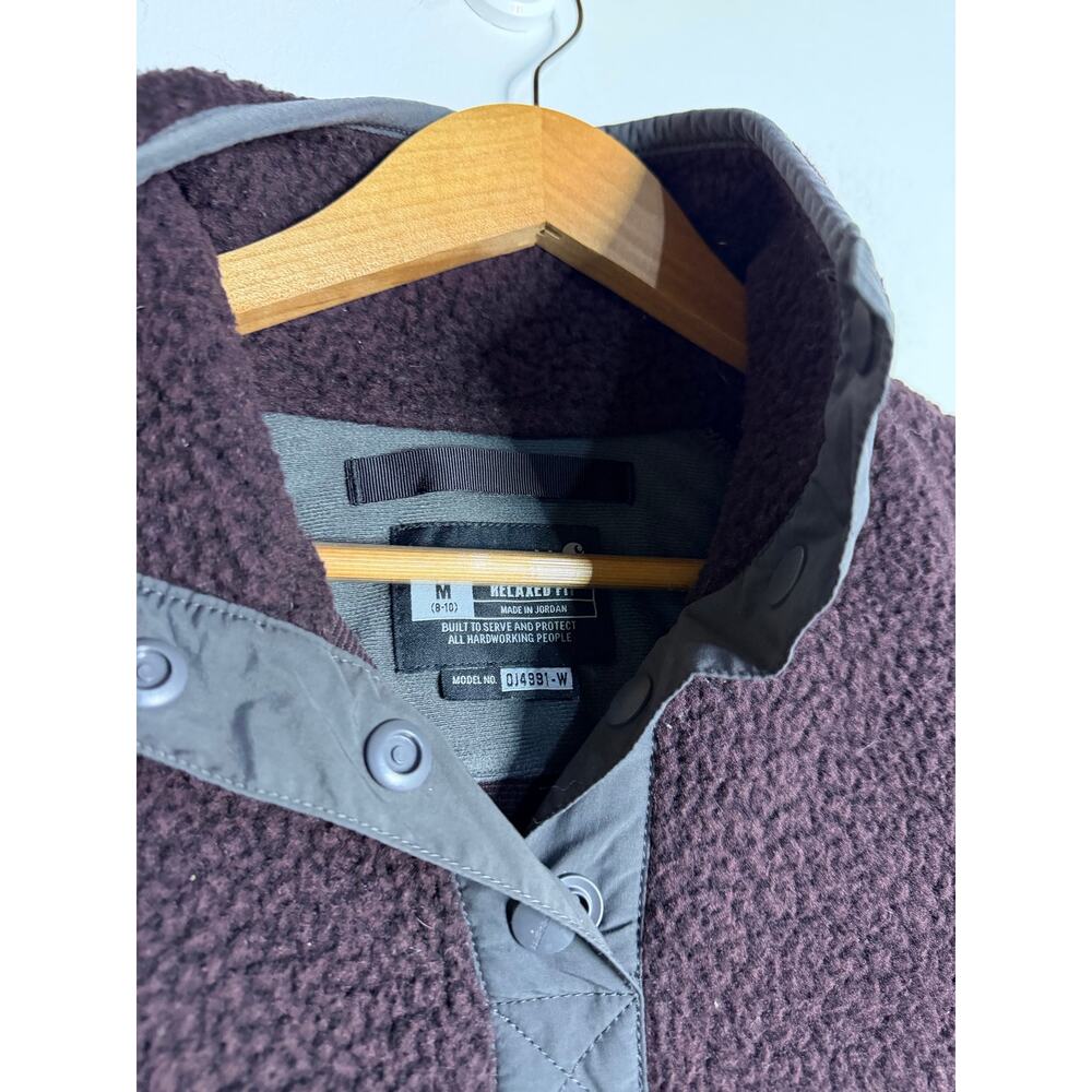 Carhartt Women's Relaxed Fit Quarter-Snap Fleece Pullover in Blackberry Size M - Picture 4 of 6